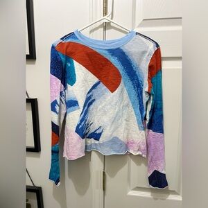 Anthropologie Maeve Multicolor Abstract Long Sleeve Top